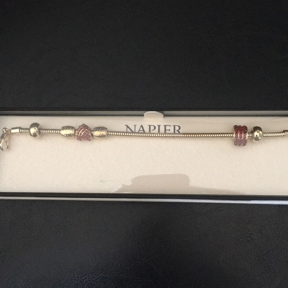 New Napier Red Heart & Gold Sliding Charm Bracelet